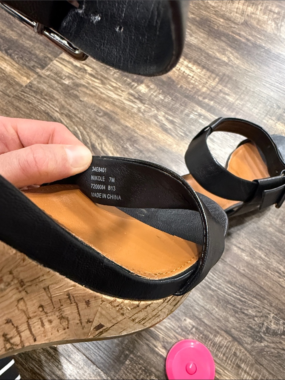 Calvin Klein Black Cork-Wedge Ankle-Strap Sandals - Picture 6 of 6